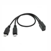 安卓Micro USB 一分二v8母轉兩公Microusb轉接線 USB公母1分2