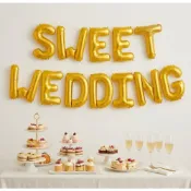 (店+)【臺灣現貨🧾開發票】16吋SWEET WEDDING氣球 | 字母氣球 | 鋁箔氣球 | 求婚道具 | 婚紗照