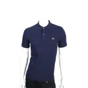 LACOSTE Slim Fit 深藍色網眼修身短袖POLO衫(男款)