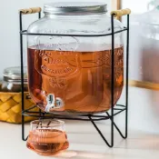(店+)玻璃果汁桶冷飲壺5L鐵架組(梅森果汁罐/飲料桶/冷飲桶/派對桶)