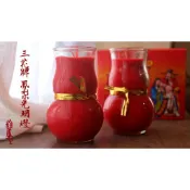 【 府城馫興堂 】三花牌光明燈【葫蘆型 × 鳳梨型 × 玻璃罐裝】蠟燭｜禮燭｜供燈｜初一｜十五｜光明燈｜佛燈酥油燈｜
