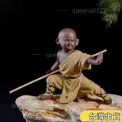 ✨優選免運✨紫砂茶寵 少林小羅漢 和尚擺件 小和尚擺飾 小沙彌 茶桌擺件 高級陶瓷人物功夫小和尚擺件 小和尚擺飾 傢居裝