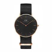 Daniel Wellington 經典英倫風黑玫瑰金腕表 黑色NATO錶帶 DW00100150 36mm 台灣公司貨