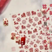 台灣出貨💅春節美甲貼紙 國風指甲貼 馬年剪紙圖案 吉祥如意貼花 新中式醒獅貼紙 剪紙背膠指甲貼 節慶美甲裝飾 國風美甲貼