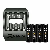 JUMP星球 OXOPO XS AA三號/4號充電電池 快充鋰電池4顆 +4埠充電器 不漏液 強強滾