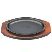 佶洋餐具【22X13cm鑄鐵花邊蛋形盤/YY2045】牛排鐵盤牛排盤快炒盤煎盤鐵板燒盤牛排鐵板