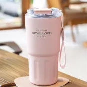 (店+)【BOACUP】600ml 304不鏽鋼雙飲簡約咖啡杯 ( 超商美式咖啡 保冰保溫咖啡杯  雙飲咖啡杯  保冷保溫杯 ) 交換禮物