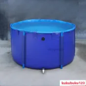 圓形帆布魚池 加厚疊養殖錦鯉水池帶支架 家用大型養魚池 防水布 帆布魚池 養殖水池 家用蓄水池 簡易魚池 戶外帆布魚池