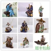 石灣陶瓷工藝品擺件家居裝飾品庭院假山盆景魚缸擺設薑太公釣魚