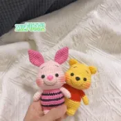 桃園出貨🔥現/貨🔥毛綫手工編織diy材料包自製掛件鑰匙扣禮物毛綫鈎針小熊維尼玩偶