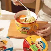 蠟筆小新日式泡面碗陶瓷帶蓋宿舍用飯碗學生大號泡面杯可愛螺螄粉碗小宅家居