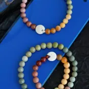 天然阿拉善瑪瑙 + 吃豆人猛獁象牙 漸變糖果 手串手鏈