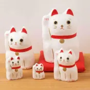 (店+)日本進口 Hariko Shika 俄羅斯娃娃 5隻和紙招財貓 招財貓 白貓 擺飾 招財招福擺飾