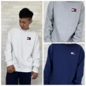 【New START精品服飾-員林】Tommy Jeans 電繡小Logo 重磅厚棉 內刷毛 素面大學T 長袖上衣 衛衣