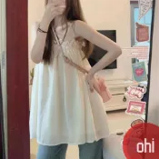 【ohi】甜美系花邊修身顯瘦吊帶背心 (有內裡) 無袖上衣 吊帶背心女上衣 百搭 夏天衣服 女裝 GTX642
