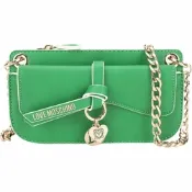 LOVE MOSCHINO 繫帶吊飾可拆鍊帶斜背包(綠色)