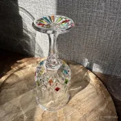 臺灣出貨-統編💟樂芙複古法式手繪水晶玻璃歐式果酒玻璃杯高腳葡萄酒杯加厚果酒 DQXQ