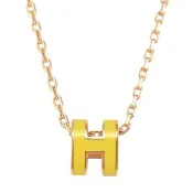 【Hermes 愛馬仕】MINI POPH 經典立體橢圓H LOGO造型項鍊(玫瑰金/黃)