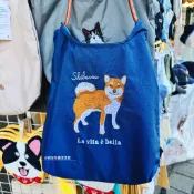 Polka Polka 日本進口 柴犬肩背包 輕便大容量肩背包 購物包 通勤包 上學包 A4OK 柴犬 貴賓 布偶貓
