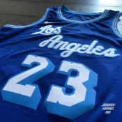 (店+)Lebron James LBJ 湖人 復古版 Lakers HWC 草寫藍 NIKE 球迷版 NBA 球衣
