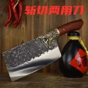 龍泉菜刀 不銹鋼砍骨刀 紅木虎頭斬切刀 家用鋒方頭剁骨刀 手工大骨【行運賣場】