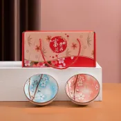 花開富貴 過年 伴手禮 兩碗禮盒 飯碗禮盒 春節 春酒 尾牙 陶瓷 喜慶 結婚 訂婚 禮品 禮盒