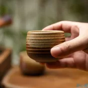 日式柴燒 手工螺紋茶杯 復古陶瓷 粗陶杯 功夫茶杯套裝 品茗杯 主人杯 茶具組 禪風設計