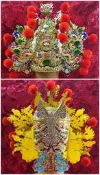 安金紙帽 5吋6神尊戴 4吋頭圍 漆線 安金 玉串珠 絨球 紙帽 帝帽