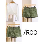 iROO 低調綠網格秋冬款短褲 F 腰37