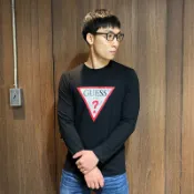 美國百分百【全新真品】Guess 上衣 長T 長袖T恤 T-shirt 男裝 休閒 logo 黑色 S-L號 BD84