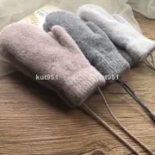 ✨特價✨«手套掛繩»冬男女款刷毛加厚保暖平板包指全指連指超暖防寒騎護掛脖兔毛手套kut951