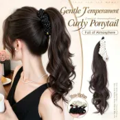 Polka Dot Scrunchie Claw Clip 馬尾辮延長件,女士自然波浪捲發片,易於夾式假馬尾辮,適合日常