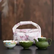 全球選品1館 生活百貨 小青柑灑金茶壺陶瓷家用球孔過濾手執壺新中式泡茶器功夫茶具