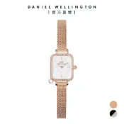 【Daniel Wellington】Quadro Mini Charm Bezel 15.4x18.2mm 星光銀黑錶