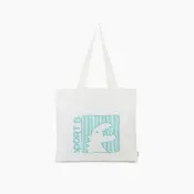【agnes b.】Sport b 恐龍 logo 帆布袋 藍標米色