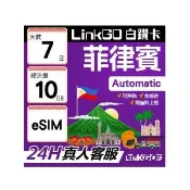 【LINKGO】白鑽卡 菲律賓 eSIM卡 7天上網卡 總流量10GB 高速流量(菲律賓網卡 宿霧 巴拉望 馬尼拉)