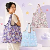 (店+)【FIFIOO 杏屋家居】中款 可愛卡通系列 大容量可折疊購物袋 環保袋 托特包 防潑水 收納袋 買菜袋 耐重 中款38x40x23cm