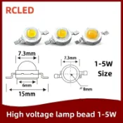 10 件裝 6V 9V 12V 1W 2W 3W 5W 燈泡大功率 LED 燈二極管全瓦白色暖白色,用於燈泡聚光燈筒燈芯