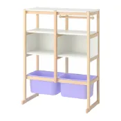 【IKEA 宜家家居】FLISAT 收納層架組，染白松木 白色/紫色，88x38x117 公分