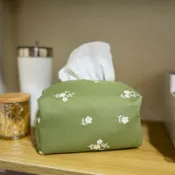 《Summer 貓貓手作》茉莉花 鄉村風 文青風 日式 立體刺繡 不扁塌抽取式衛生紙套 面紙套 面紙盒 可吊掛
