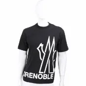 【MONCLER】Grenoble 品牌標誌貼飾黑色短袖TEE T恤-男女可穿(短袖 上衣)