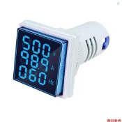 三位數顯示交流電流電壓頻率3合1指示燈22mm方頭LED多功能測量儀監視器AC60-500V 0-100A 20-75H