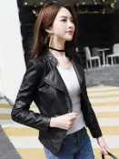 vinne百貨家居 皮衣外套女短款時尚2025新款春秋韓版修身小個子機車真皮夾克