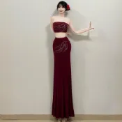 🔥桃園出貨🔥 傣族舞演出服 表演服 練功服 魚尾裙 孔雀舞服 顯瘦 修身 傣族舞蹈服孔雀舞大擺裙表演服包臀魚尾裙藝考