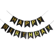 (店+)【蕉蕉購物】質感燙金魚尾生日快樂拉旗場景布置 掛旗 拉條 吊飾 裝飾 派對 慶生 活動 橫幅 周歲