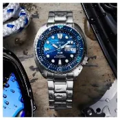 【SEIKO 精工】Prospex PADI陶瓷圈海龜王潛水機械錶-藍x銀/45mm 送禮  禮物(SRPK01K1/4R36-06Z0F)