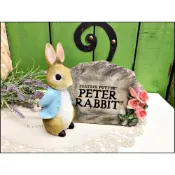 (店+)歐舍傢居 比得兔公仔 立體玫瑰花兔子仿石頭擺飾品 彼得兔子公仔 玩偶 居家擺件 櫥窗陳列 花園佈置品