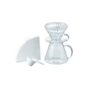 (店+)【HARIO】〈手沖咖啡禮盒〉V60清透玻璃手沖組600ml(玻璃濾杯+咖啡壺+濾紙+量匙/S-VGBK-02-T)