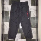 二手【NIKE】熱身運動長褲排扣快拆寬鬆版刺繡LOGO抽繩鬆緊帶腰圍28吋臀圍130公分褲長105公分黑色S號