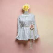 *♡*XIGEGE/白色/森系甜美.荷葉領純棉上衣襯衫/L/近新/二手衣《Anna的百寶箱》